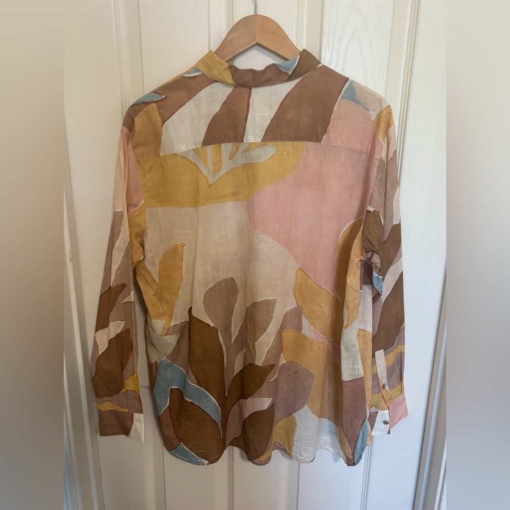 Sézane Paris Organic Cotton Floral poplin Button down Blouse Top Size 40 US 8–10 - Picture 7 of 7